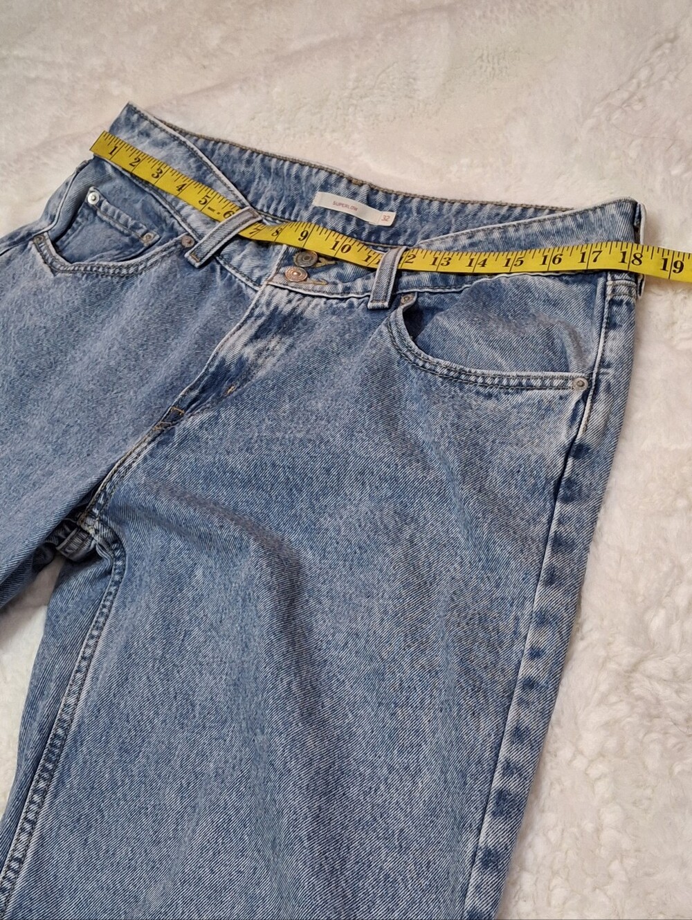 Levi's Superlow Denim Jeans Light Wash Relaxed Straight Leg Women Size 32 - Picture 11 of 16